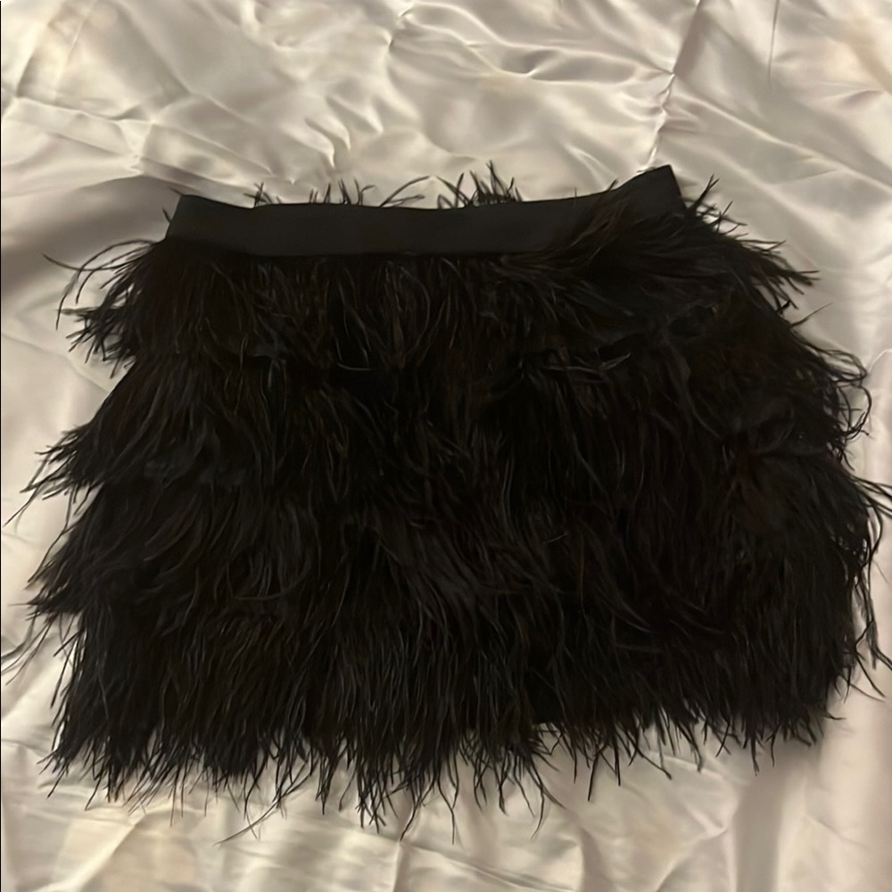 Juicy Couture Vintage - Black Feather-Trim Mini Skirt